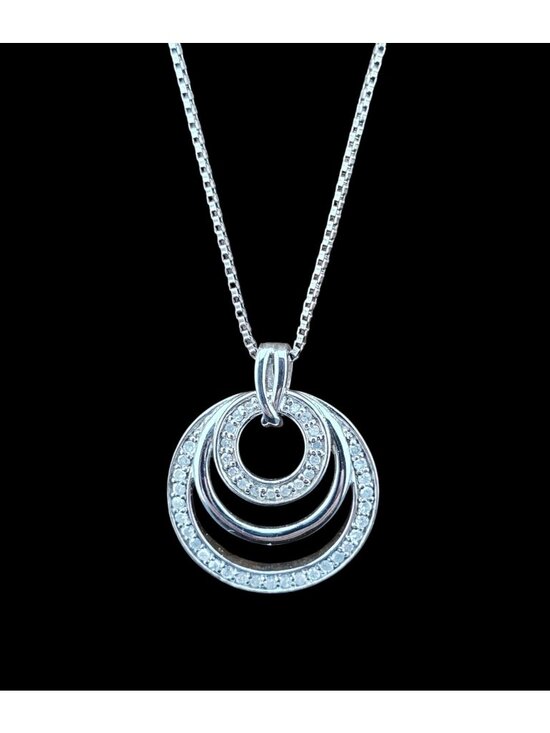 SAI Jewelry - Sterling Silver Necklace Box Chain with CZs SAI 26"